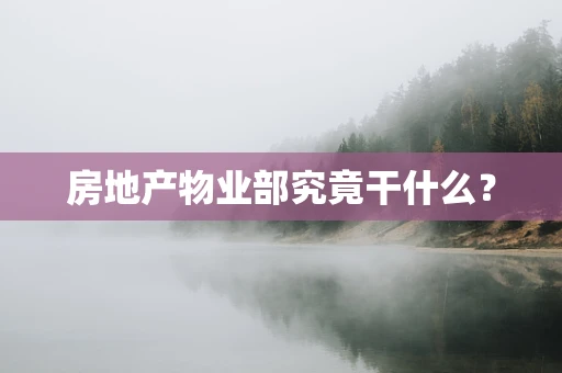 房地产物业部究竟干什么？