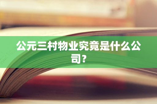 公元三村物业究竟是什么公司？