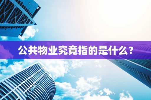 公共物业究竟指的是什么？