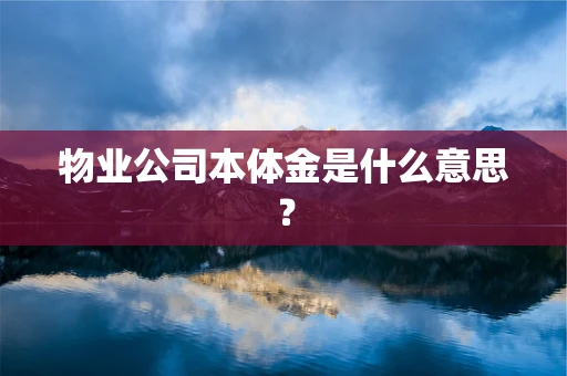 物业公司本体金是什么意思？