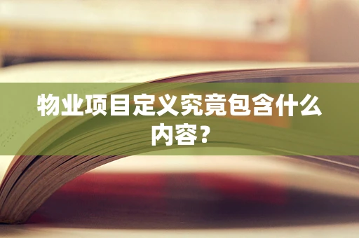 物业项目定义究竟包含什么内容？