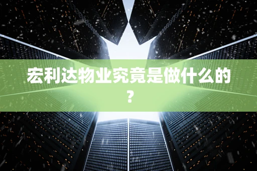 宏利达物业究竟是做什么的？