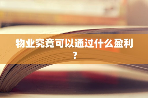 物业究竟可以通过什么盈利？