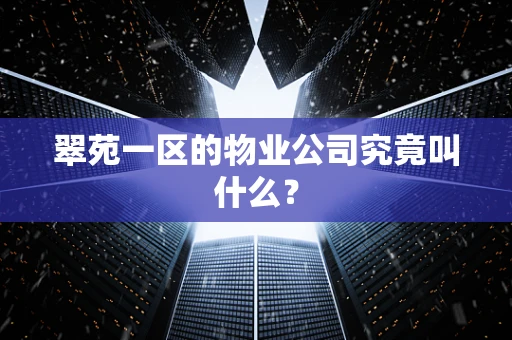 翠苑一区的物业公司究竟叫什么？