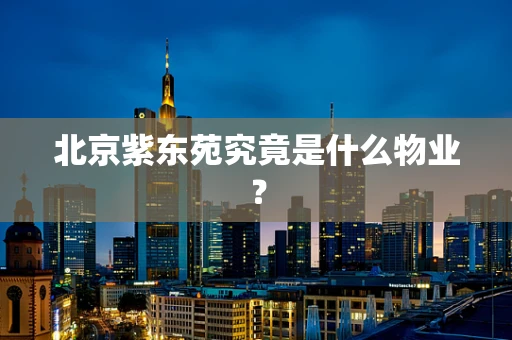 北京紫东苑究竟是什么物业？